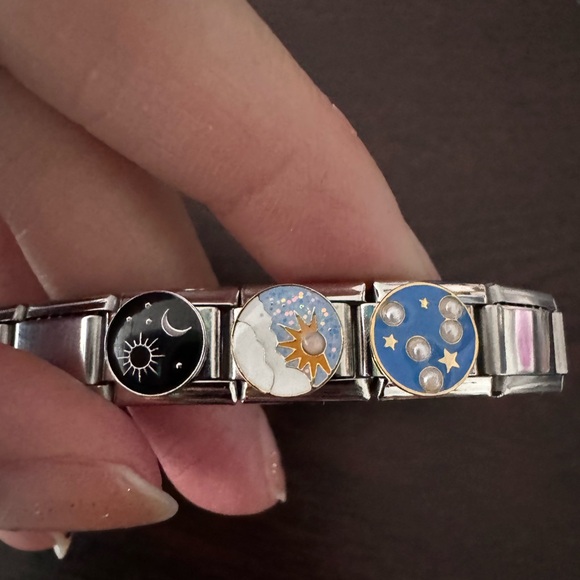 #25 Cosmo Chic Italian Charm Bracelet – Celestial Moons, Stars & Pearls - Picture 3 of 6